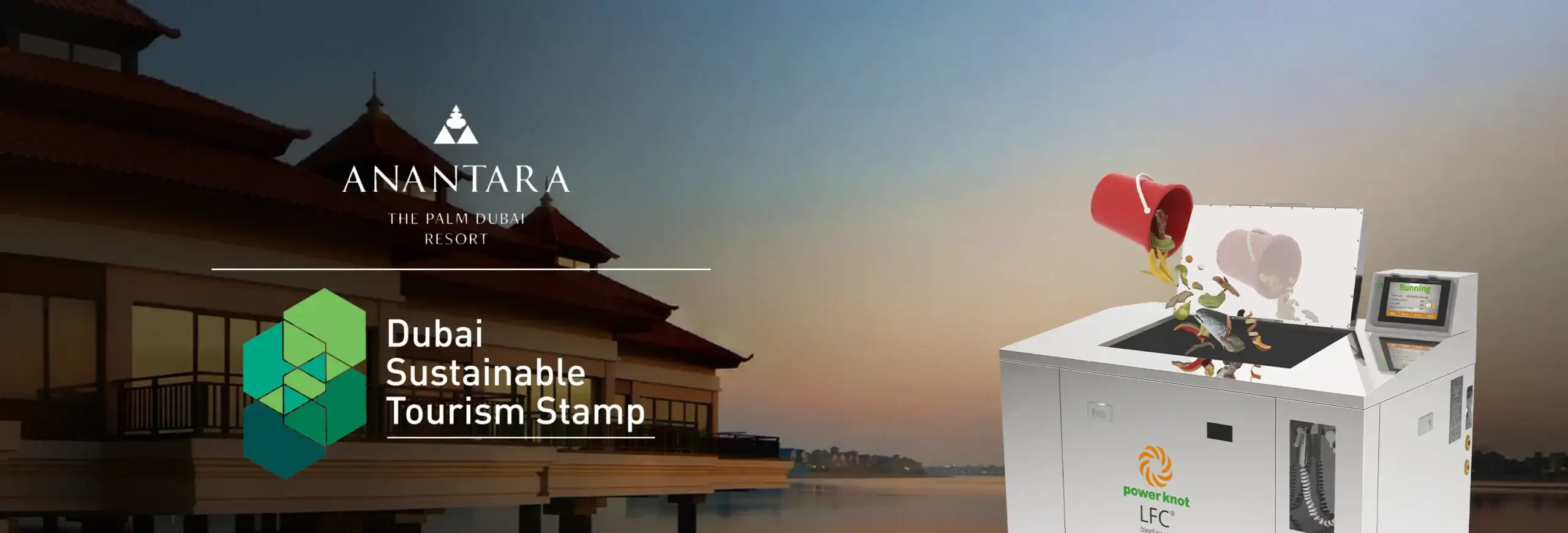 Anantara-Gold DST Stamp-banner_2026-07-13 Power Knot LFC biodigester at Anantara The Palm Dubai Resort supporting the Dubai Sustainable Tourism Stamp through onsite food waste management.
