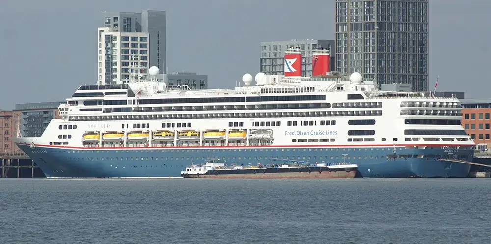 Fred. Olsen Cruise Line ship in port.
